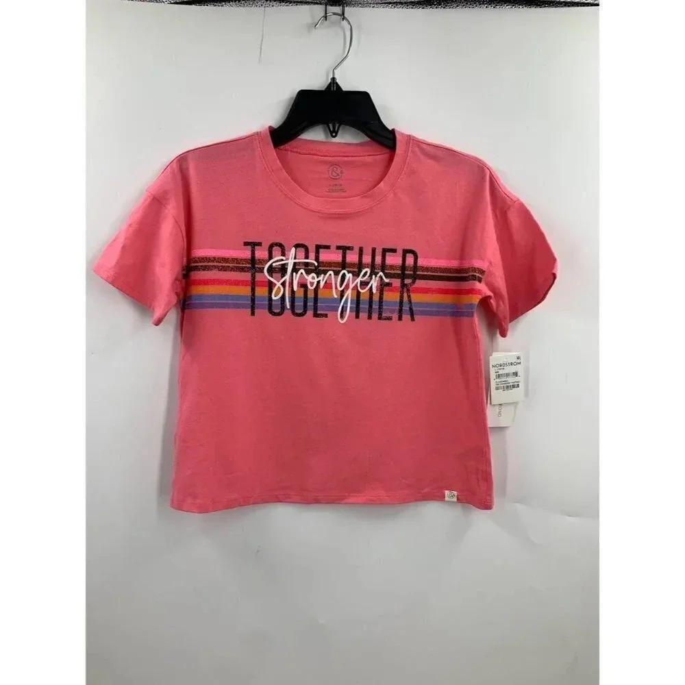 Treasure & Bond Girls Stronger Together Cotton Short Sleeve T-Shirt Size XL NWT
